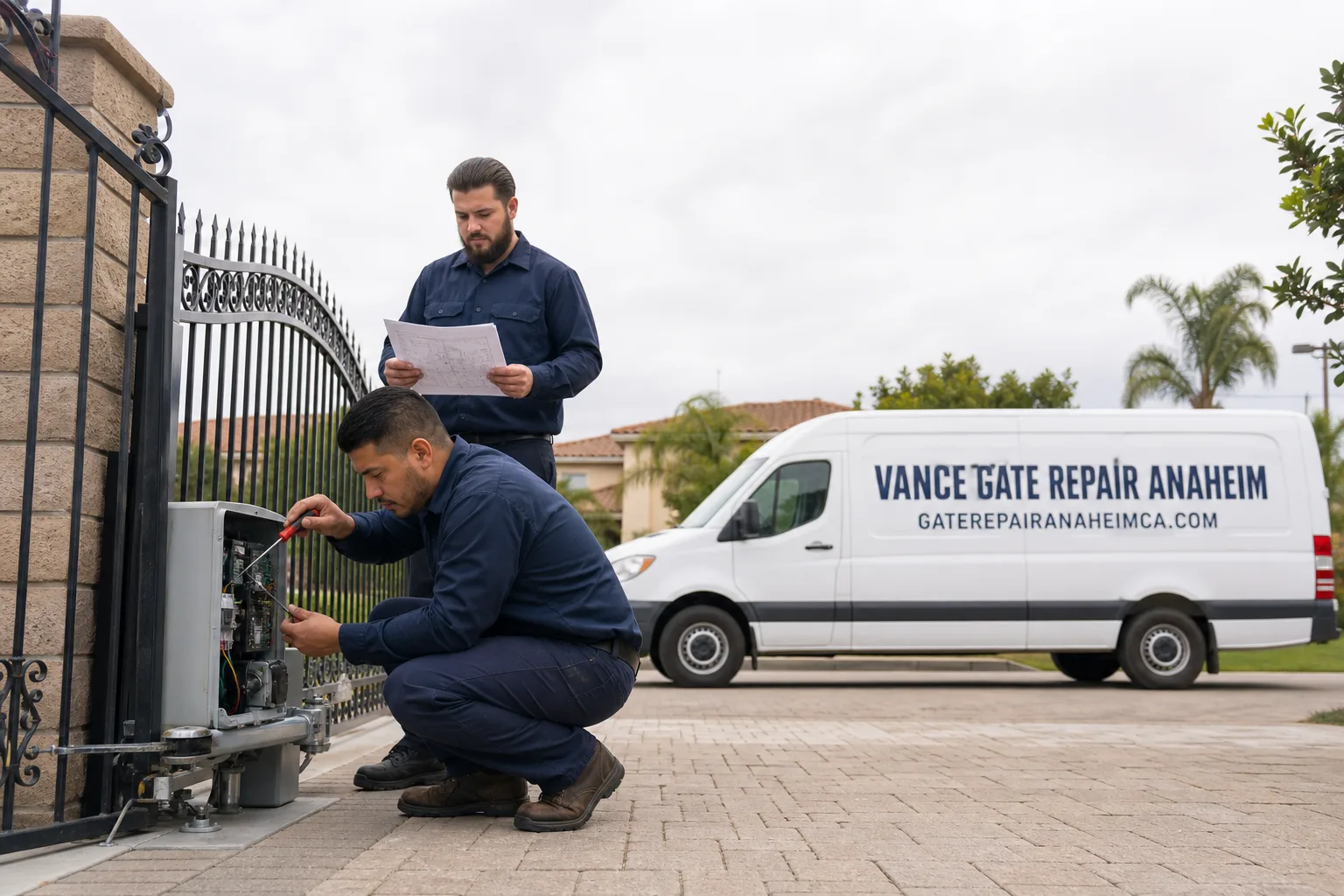 Vance Gate Repair Anaheim gate repair service vehicle and crew in Anaheim, CA